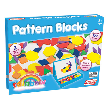 Junior Learning Rainbow Pattern Blocks, Magnetic, Assorted Colors, 100 Pieces JL613